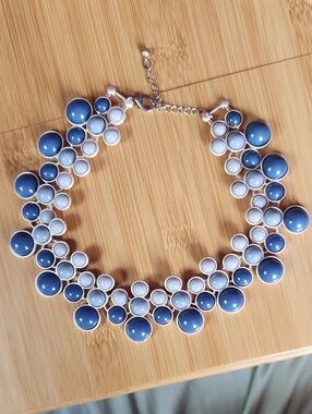Vintage Bubble Statement Bib Necklace - Various Colors Pink & Blue *A